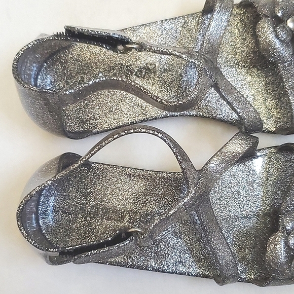 Old Navy Metallic Silver Glitter Jelly Sandals Shoes Toddler Girls Size 10 - Picture 7 of 12